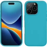 Kwmobile telefoonhoesje geschikt voor Apple iPhone 16 Pro - Hoesje met siliconen coating - Smartphone case in ijsblauw
