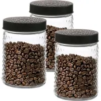 Urban Living Voorraadpot/bewaarpot Roma - 3x - 1L - glas - zwart - D12 x H17 cm