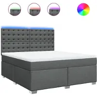 vidaXL Boxspring met matras stof donkergrijs 180x200 cm