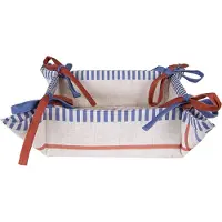 Clayre & Eef Broodmand 35x35x8 cm Beige Katoen Vierkant Haan Broodmandje Beige Broodmandje