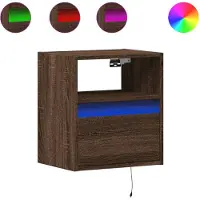 vidaXL Nachtkastjes met LED's 2 st wandgemonteerd bruin eikenkleur