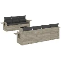 vidaXL - 8-delige - Loungeset - met - kussens - poly - rattan - lichtgrijs