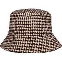 Yehwang Bucket Hat geruit - Bucket Hat Dames - bucket hat - bucket hoed - Emmer muts - Emmerhoed - geruit beige - Ruitjesprint - Hoed - Vissershoedje - Polyester - 59 cm -