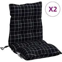 vidaXL Stoelkussens 2 st lage rug ruitpatroon oxford stof zwart