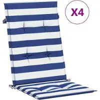vidaXL Stoelkussens 4 st hoge rug stof gestreept wit en blauw