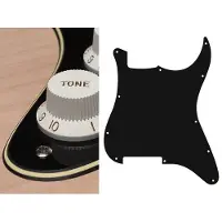 Boston ST-300-BC pickguard, Stallion, no holes (only screw holes), 3 ply, black and cream