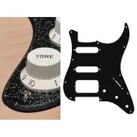 Boston ST-223-SBK pickguard, Stallion, SSH, 3 pot holes, 3-5 switch, 2 ply, sparkling black