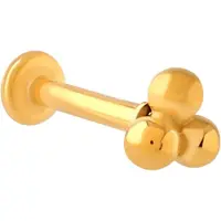 Lucardi Dames Traguspiercing 3bolletjes - Piercing - Cadeau - Staal - Goudkleurig
