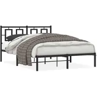 vidaXL Bedframe met hoofdbord metaal zwart 135x190 cm