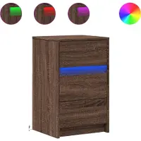 vidaXL Nachtkastje met LED-verlichting bewerkt hout bruin eikenkleur