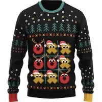 JAP Christmas Interactieve Kersttrui (maat 2XL) - 100% Gerecycled - Kriebelt niet - Kerstcadeau volwassenen - Foute Kersttrui dames en heren XXL - Boter, Kaas en eieren - Rood/Geel/Zwart