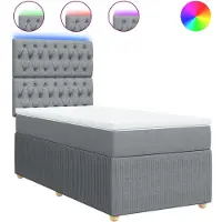 vidaXL Boxspring met matras stof lichtgrijs 90x200 cm