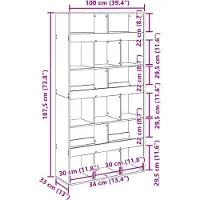 vidaXL Kamerscherm 100x33x187,5 cm bewerkt hout artisanaal eikenkleur