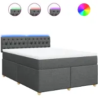 vidaXL Boxspring met matras stof donkergrijs 140x190 cm