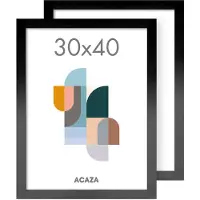Acaza Set van 2 Madison Fotokaders - 30x40 cm - Foto Lijsten in MDF Hout - Zwart