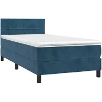 vidaXL Boxspring met matras fluweel donkerblauw 80x200 cm