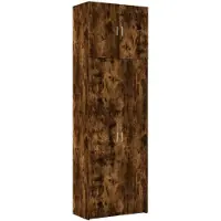 vidaXL Hoge kast 80x42,5x249 cm bewerkt hout gerookt eikenkleurig