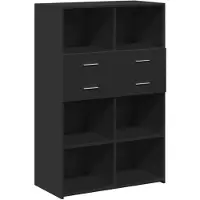 vidaXL Hoge kast 80x42,5x124 cm bewerkt hout zwart
