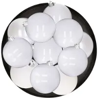 Cosy & Trendy 12x Witte kerstballen 8 cm kunststof mat/glans/glitter - Kerstbal