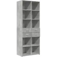 vidaXL Hoge kast 70x42,5x185 cm bewerkt hout betongrijs