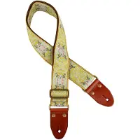 Gaucho Gitaarband - GST-1280-3 - Authentic Deluxe Series - Jacquard weefsel - Suède achterkant - Geel/Groen
