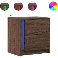 vidaXL Nachtkastje met LED-verlichting bewerkt hout bruin eikenkleur