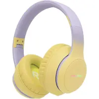 IMoshion Draadloze Kinderkoptelefoon LED Light - Decibelbegrenzer - Met AUX kabel - Lavender Lilac / Yellow