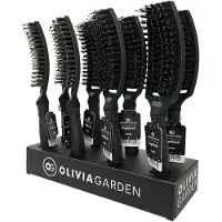 Olivia Garden Fingerbrush Boar&Nylon Display Zwart Medium - 8st