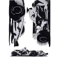 Komar Muursticker - Formule 1 - Race auto - zwart - grijs- Zelfklevend - Muurdecoratie - Stickers - 50 x 70 cm -