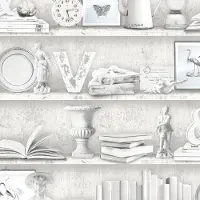 Overig Papierbehang Brocante Kast - Grijs - Wit - 10,05 M X 52,8 Cm