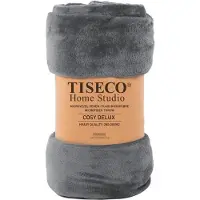 Tiseco Home Studio - Deken COSY DELUX - microflannel - 280 g/m² - 130x160 cm - Donkergrijs