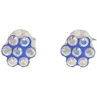 Behave - Oorbellen - Bloem - 925 Sterling Zilver - Aurore Boreale Kristal steentjes -Blauw