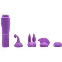 CHISA Sweet Breeze - Quadruple Sweet - Pocket Rocket Mini Vibrator - Vier Opzetstukjes - Lila