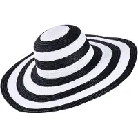 Decopatent - Zonnehoed Dames - Zomerhoed - Strohoed UV - Strandhoed Hoofddeksel met Brede rand - Hoed voor Volwassenen - Kleur: Zwart / Wit