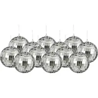 House of Seasons Discobal kerstballen - 12x st- zilver - 8 cm - foam - spiegelbol