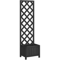 vidaXL Plantenbak met latwerk 40x30x135 cm massief vurenhout zwart