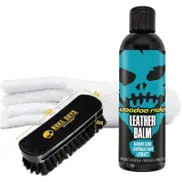 Voodoo Ride Leather Balm, leerreinigingsset bestaande uit; 200 ml Leather Balm, Borstel, poetsdoekje 40x40 cm.