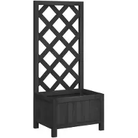 vidaXL Plantenbak met latwerk 40x30x90 cm massief vurenhout zwart
