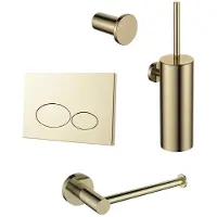 Regn Accessoireset Toilet + Bedieningsplaat - Geborsteld Goud Pvd - Messing - Accessoires, Toilet accessoires, Toilet accessoires sets - 8720297698750