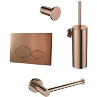 Regn Accessoireset Toilet + Bedieningsplaat - Geborsteld Koper Pvd - Messing - Accessoires - Toilet Accessoires - Toilet Accessoires Sets - 8720297698804