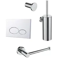 Regn Accessoireset Toilet + Bedieningsplaat - Chroom - Messing - Accessoires, Toilet accessoires, Toilet accessoires sets - 8720297698774