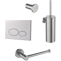 Regn Accessoireset Toilet + Bedieningsplaat - Geborsteld Nikkel Pvd - Messing - Accessoires, Toilet accessoires, Toilet accessoires sets - 8720297698767