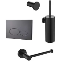 Regn Accessoireset Toilet + Bedieningsplaat - Gun Metal Black Pvd - Messing - Accessoires, Toilet accessoires, Toilet accessoires sets - 8720297698781