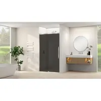 Van Rijn Products ST09300 Schuifdeur Met Grijs Rookglas 160cm - Geborsteld RVS - Veiligheidsglas - Douche, Douchedeuren