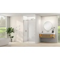 Van Rijn Products ST09300 Schuifdeur Met Helder Glas 180cm - Geborsteld RVS - Veiligheidsglas - Douche, Douchedeuren