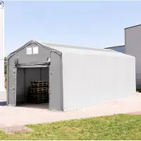 TOOLPORT Tenthal 4x12 m, PVC zeil, grijs, met statica (beton)