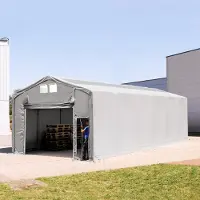 TOOLPORT Tenthal 6x12 m, PVC zeil, grijs, met statica (aarde)