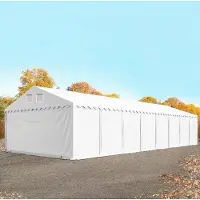 TOOLPORT Opslagtent 5x24 m met ritssluitingen - 2,6m zijwandhoogte, PVC 1400, met grondframe, wit, zonder statica (zekerheidspluspakket)