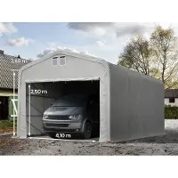 TOOLPORT Garagetent 5x8 m met ritssluitingen - 4,1x2,5m ingang - 2,6m zijwandhoogte, PVC 850, grijs, met statica - bodem beton