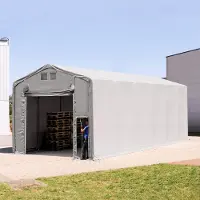 TOOLPORT Tenthal 6x12 m, PVC zeil, grijs, met statica (aarde)